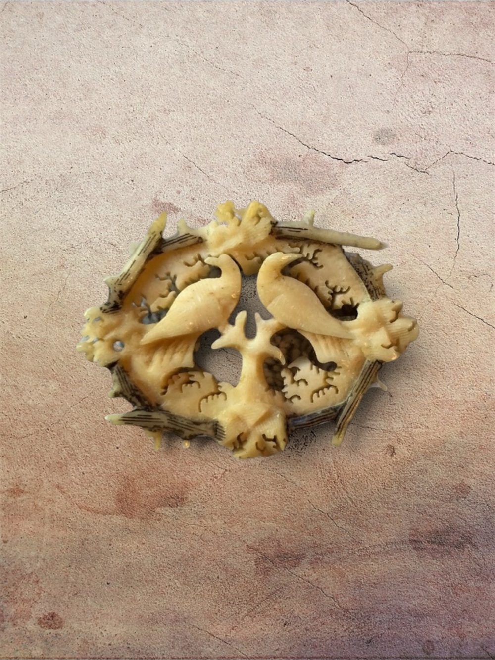 VINTAGE Carved Bone Broach